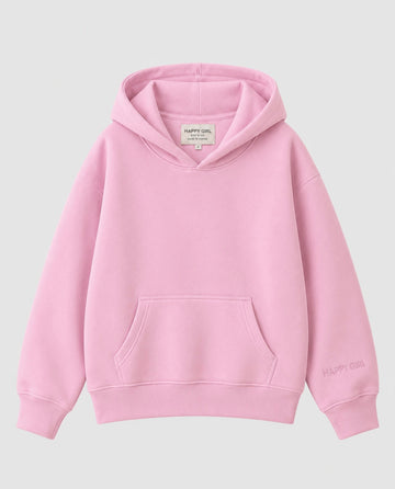 HAPPY GIRL PULLOVER HOODIE Powder Pink