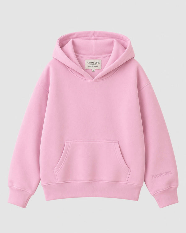 HAPPY GIRL PULLOVER HOODIE Powder Pink