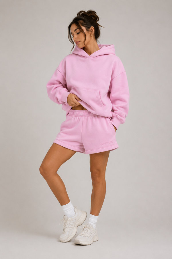 Pullover Hoodie + Shorts Powder Pink
