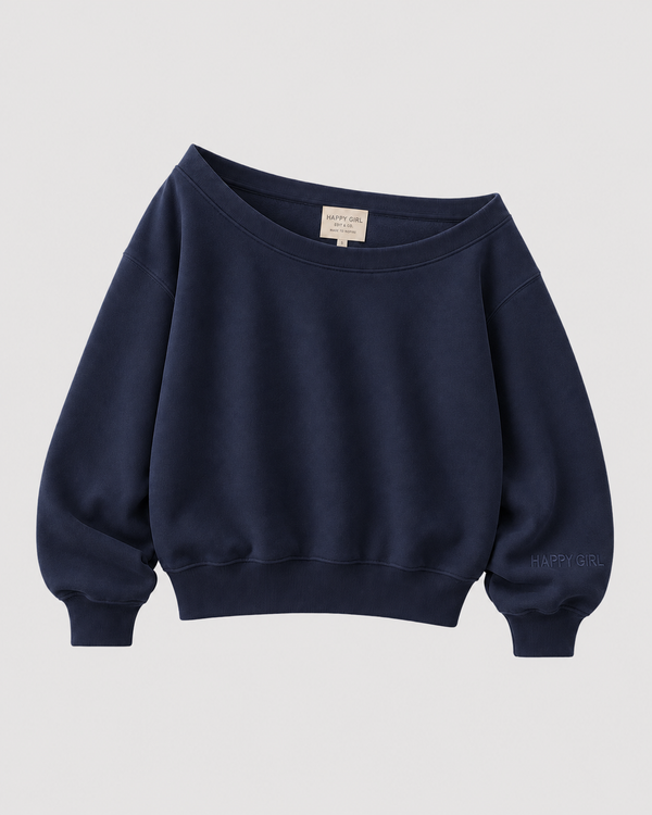 OFF THE SHOULDER SWEATSHIRT Navy