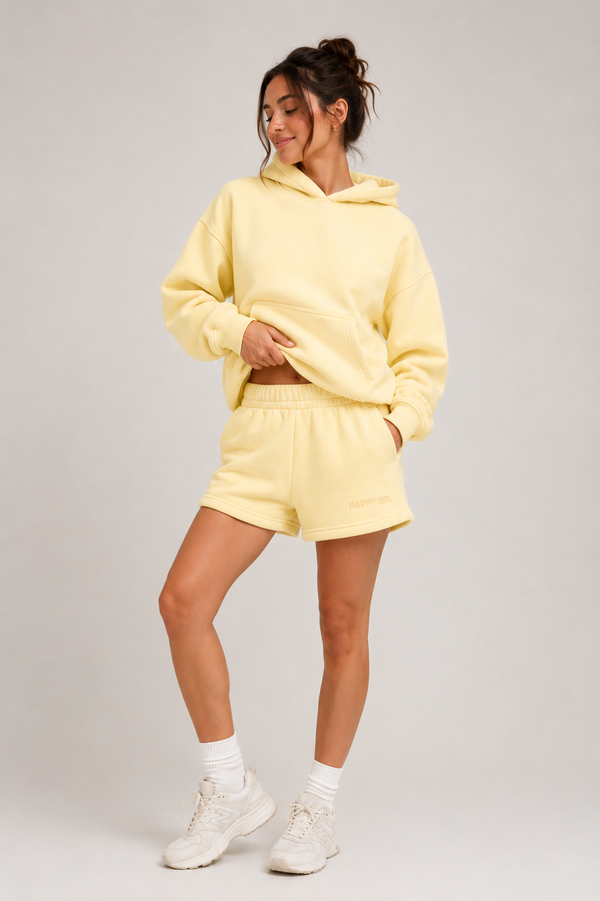 Pullover Hoodie + Shorts Butter Yellow