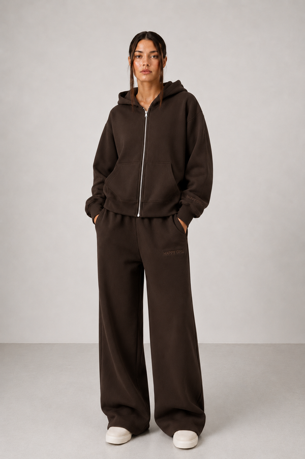 Zip Up Hoodie + Sweatpants Espresso