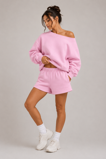 Off-Shoulder + Shorts Powder Pink