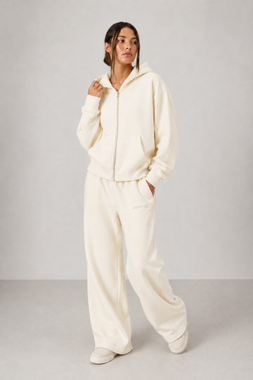 Zip Up Hoodie + Sweatpants Cream