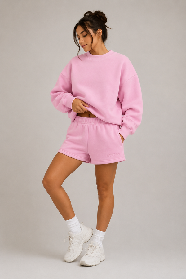 Classic Crew + Shorts  Powder Pink