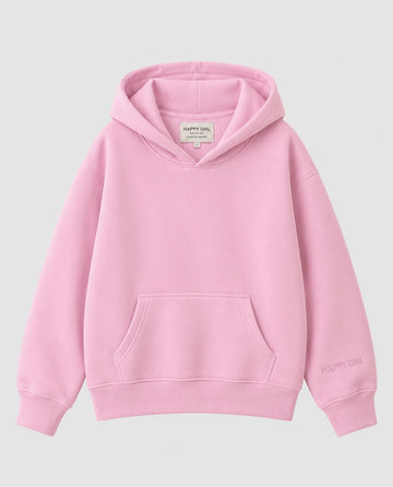 HAPPY GIRL PULLOVER HOODIE Powder Pink