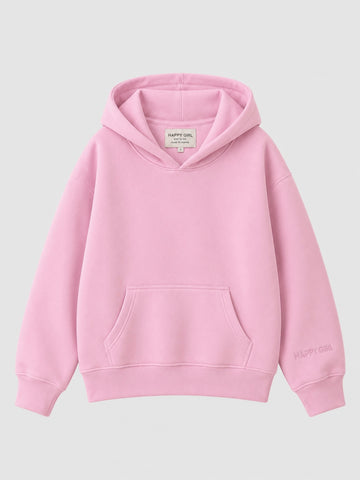 HAPPY GIRL PULLOVER HOODIE Powder Pink