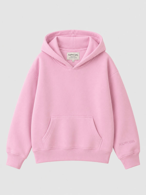 HAPPY GIRL PULLOVER HOODIE Powder Pink