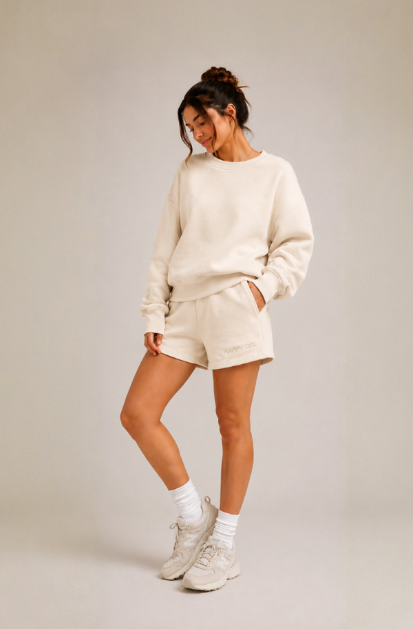 Classic Crew + Shorts  Cream