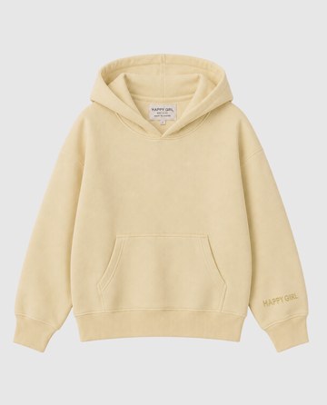 HAPPY GIRL PULLOVER HOODIE Butter Yellow