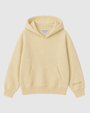 HAPPY GIRL PULLOVER HOODIE Butter Yellow