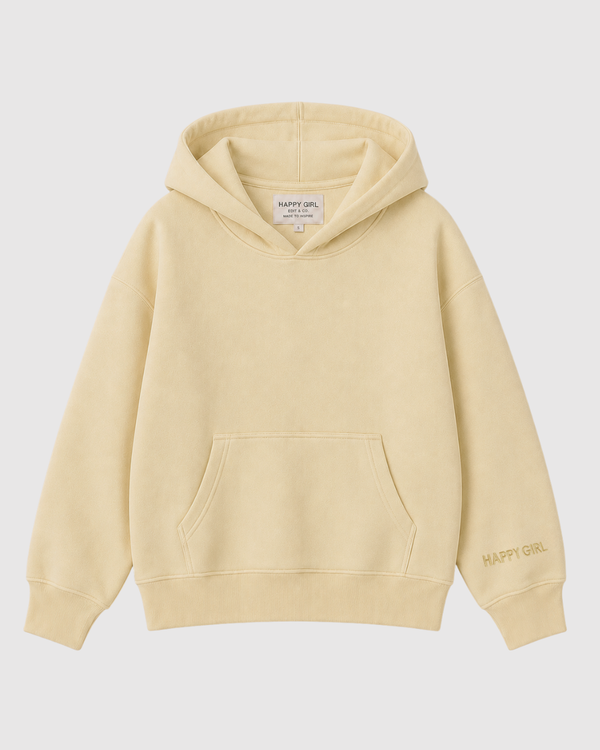 HAPPY GIRL PULLOVER HOODIE Butter Yellow