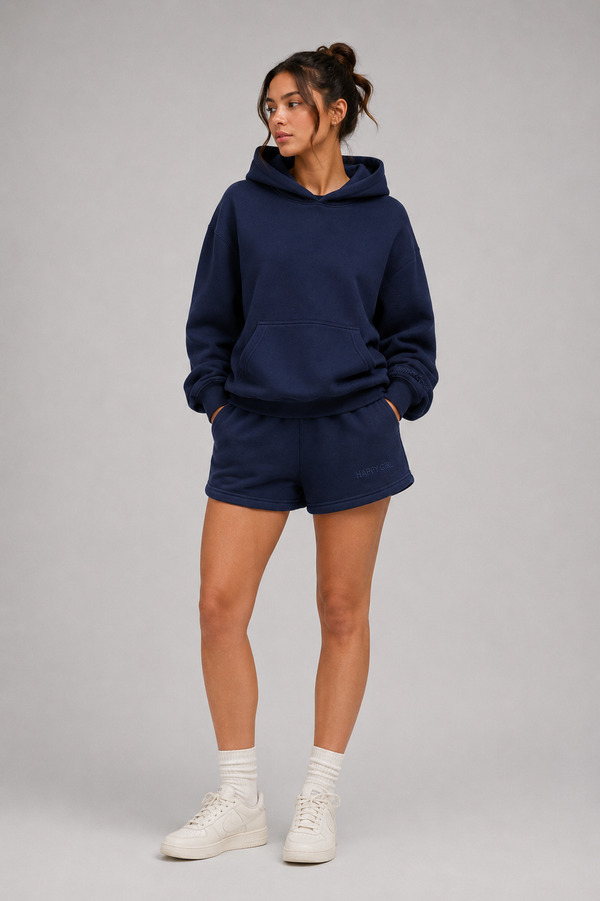 Pullover Hoodie + Shorts Navy