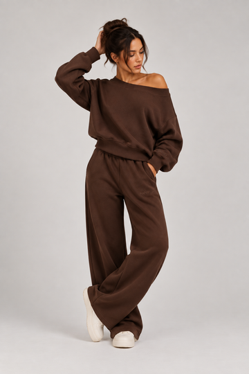 Off-The-Shoulder + Sweatpants Espresso