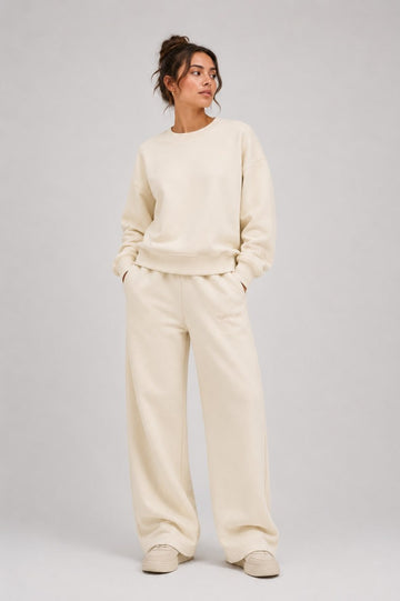 Classic Crewneck + Sweatpants Cream