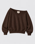 Women's off-the-shoulder sweatshirt in espresso
