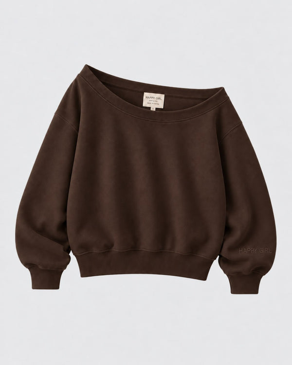 OFF THE SHOULDER SWEATSHIRT Espresso